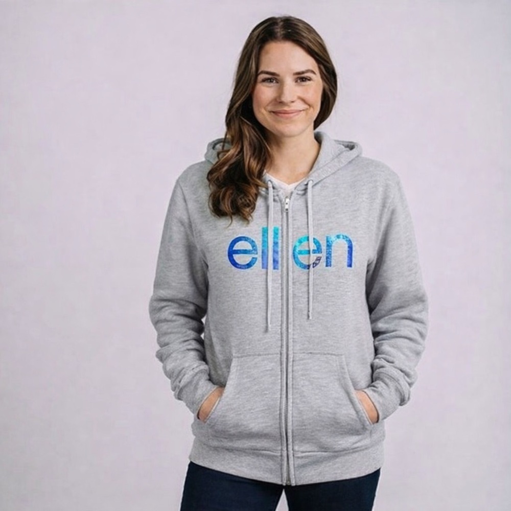 NWOT ELLEN DeGeneres Show “Farewell Season” Hoodie Full Zip Gray Small Casual